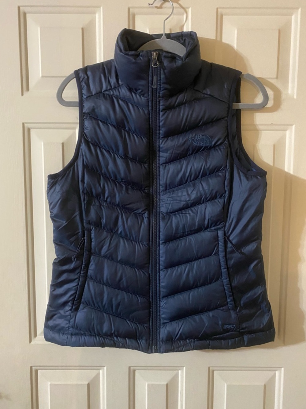 North Face Aconcagua Down Puffer Vest Navy Blue Embroidered Logo Size Medium